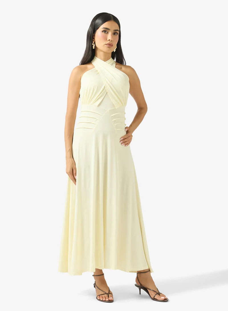 Ginger Halter Neck Draped Bodycon Dress