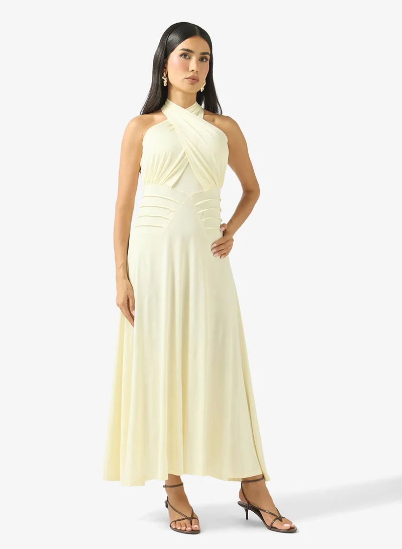 Ginger Halter Neck Draped Bodycon Dress