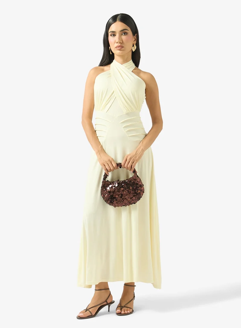 Ginger Halter Neck Draped Bodycon Dress