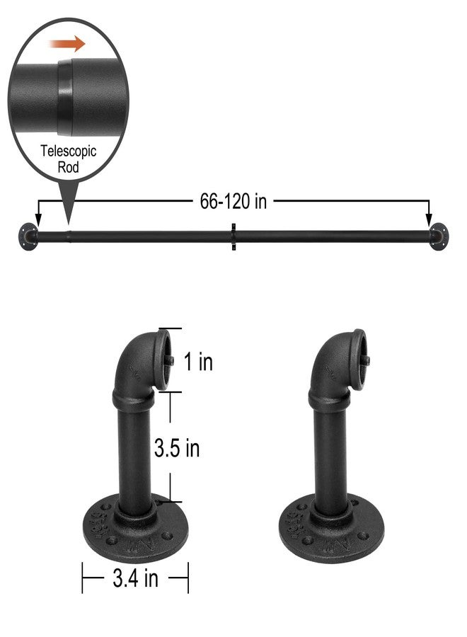 Refrze Blackout Curtain Rods for Windows 66 to 120 Inch, Industrial Curtain Rods, Wrap Around Curtain Rods for Bedroom,1 Inch Heavy Duty Outdoor Curtain Rods for Patio, 66-120", Black - Image 4