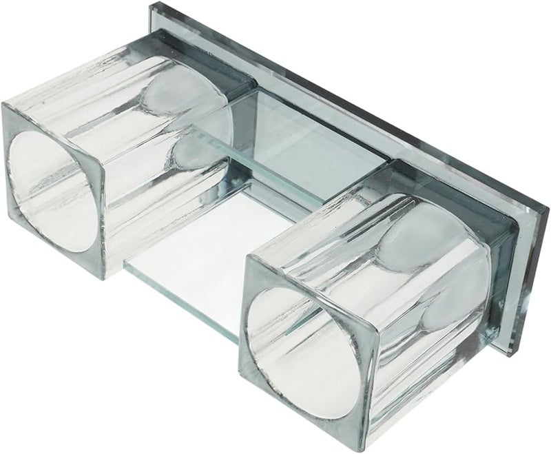 Acrylic Crystal Microphone Stand Desktop Holder with 2 Slots Black for KTV Live Stage - Image 1