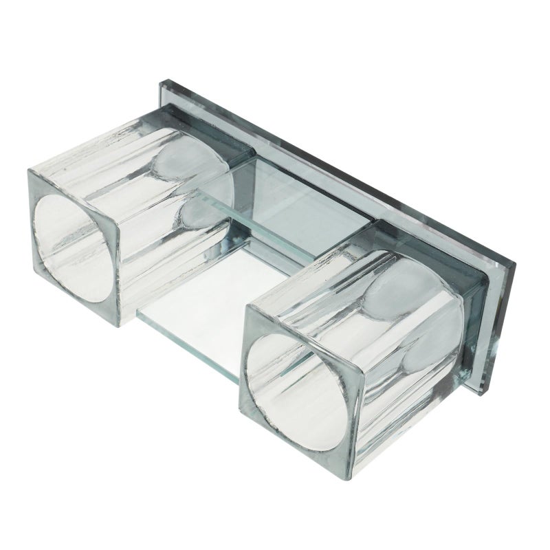 Acrylic Crystal Microphone Stand Desktop Holder with 2 Slots Black for KTV Live Stage - Image 2
