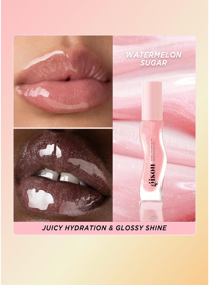 جيسو زيت مرطب للشفاه غني بالعسل، مرطب مغذي للشفاه الجافة، يمنح لمعاناً عالياً وملمساً ناعماً، بلون وردي شفاف لامع، برائحة البطيخ المنعشة، 8 مل. - Image 3