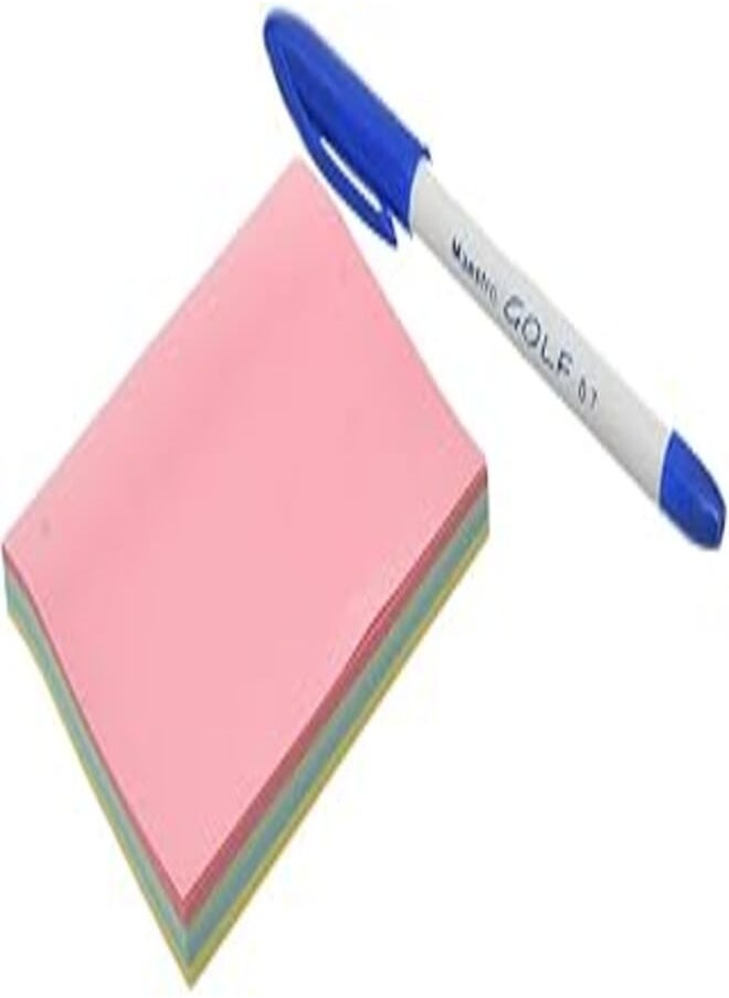 Golf Golf 9001 Ball Pen With Sticky Note Include 100 Sheets 3 * 4 Inch 76 * 100 mm - Multi Color 