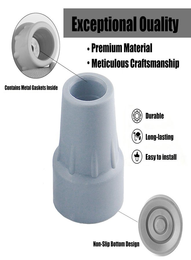 Hauscher Crutch Tips 2 Pcs, Replacement Medical Drive Cane Tips, 7/8 Inch (Grey, 2 pcs) - Image 4