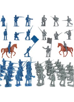 HAPTIME Civil War Army Men Set (42 Pcs), American Civil War Toys, Plastic Army Men Action Figures, Including Flagman, Knight, Soldier, Perfect For School Project Dioramas, Revolutionary War Toys  - Image 1