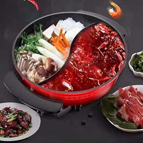 Matiko Electric Hot Pot with Divider Shabu Shabu Hot Pot Non-Stick Cooking Frying Pan Chinese Hot pot for Kitchen Dual Sided Smokeless Pot with Steamer Cooker with Lid Heat Frying Pan - Image 3