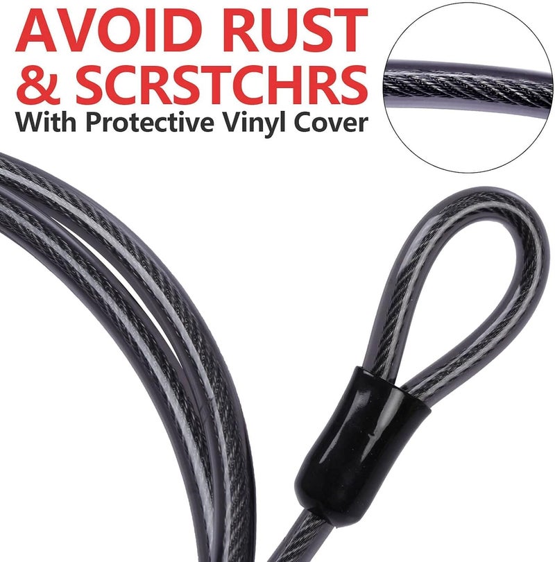 DELSWIN Security Steel Cable with Loops - 12mm (1/2 inch) Thick 4FT Heavy Duty Bike Lock Cable Vinyl Coated Braided Cables for U-Lock and Padlock - Image 5