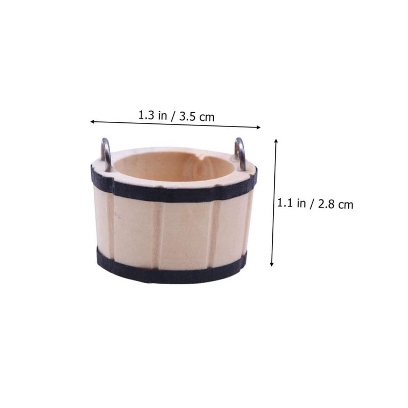 2Pcs Miniature Wooden Wash Tub Bucket Dollhouse Accessories Natural Coffee Color - Image 3