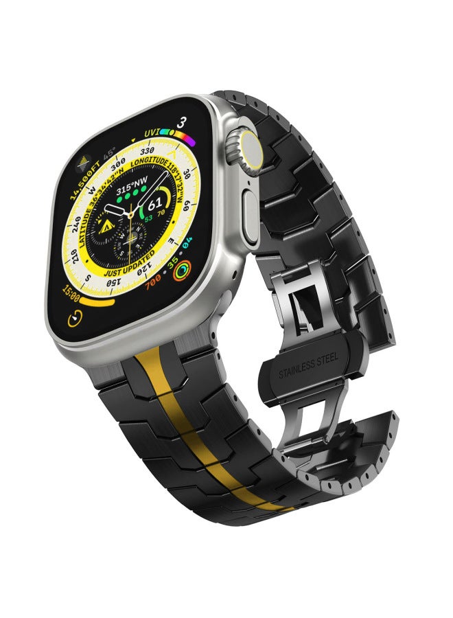 For Apple Watch Solid Stainless Steel Iwatch S10 Ultra Iron Man Star Color Metal Strap-Color:42/44/45/46/49mm Red/gold  - Image 1