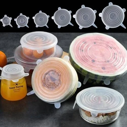 Neler Geldi Neler What's New What's New 6-Piece Silicone Stretch Cap Food Bonnet Transparent