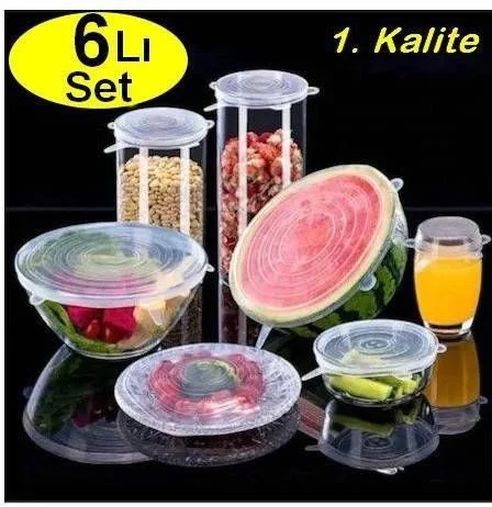 Neler Geldi Neler What's New What's New 6-Piece Silicone Stretch Cap Food Bonnet Transparent