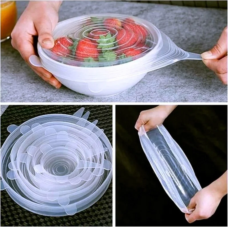 Neler Geldi Neler What's New What's New 6-Piece Silicone Stretch Cap Food Bonnet Transparent