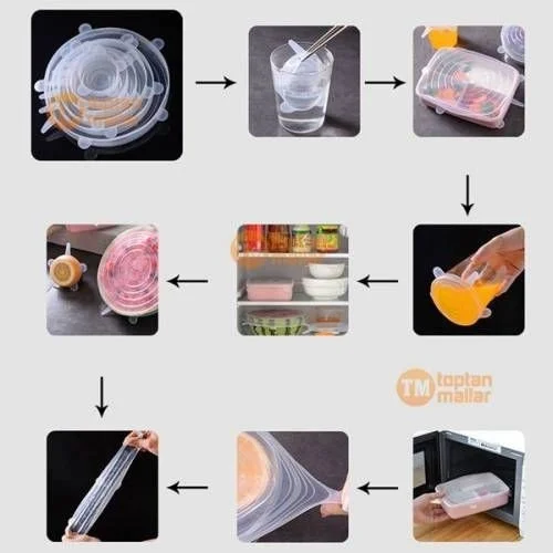 Neler Geldi Neler What's New What's New 6-Piece Silicone Stretch Cap Food Bonnet Transparent