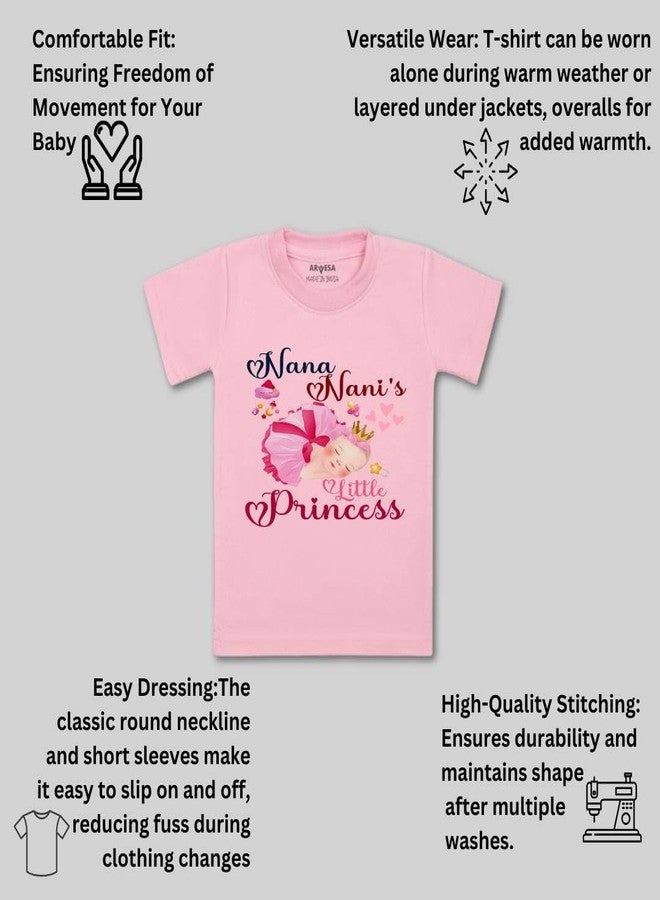 ARVESA Nana Nani Little Princess TS-1212 Nana Nani Baby Tshirt for Kids Boys & Girls Half Sleeves Round Neck Clothes Tshirt for Kids Boys 1 Months to 6 Years Dress Pink - Image 3