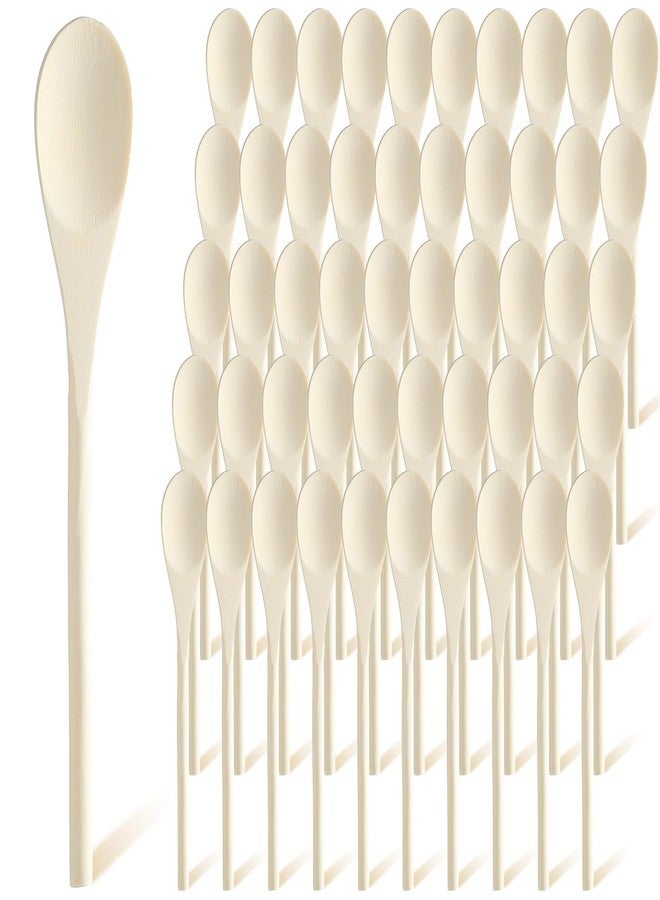 wutfuooo 50 Pcs 10 Inch Wooden Spoons Bulk for Cooking Handle Long Wooden Spoons Stirring Spoons Oval Wood Mixing Spoons for Baking Mixing Serving Stirring Cooking Tasting Crafts - Image 1