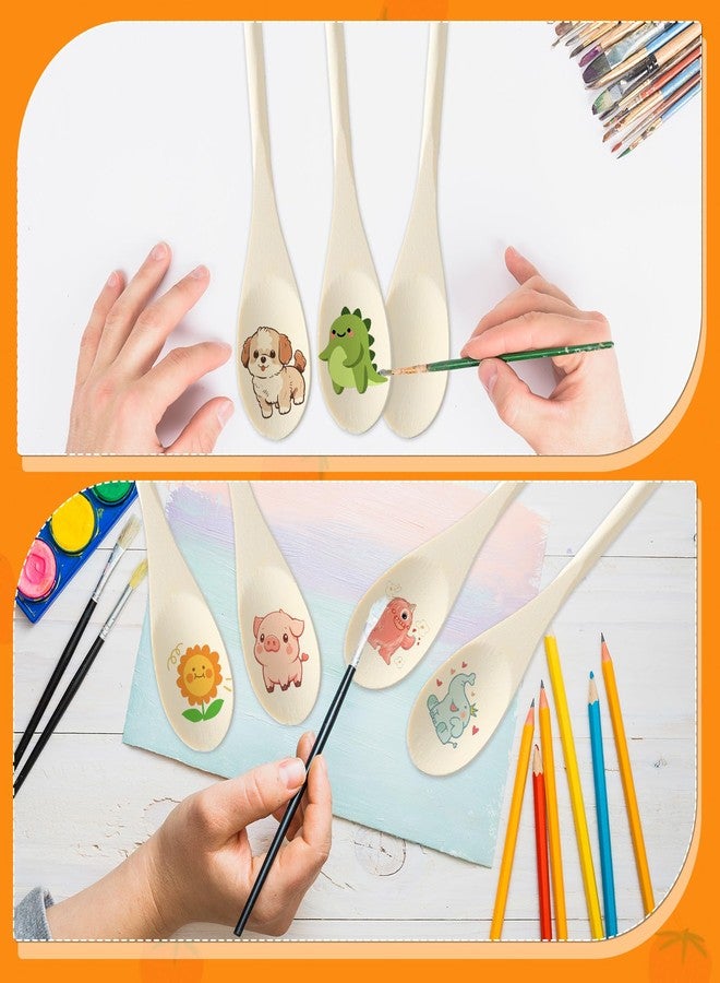 wutfuooo 50 Pcs 10 Inch Wooden Spoons Bulk for Cooking Handle Long Wooden Spoons Stirring Spoons Oval Wood Mixing Spoons for Baking Mixing Serving Stirring Cooking Tasting Crafts - Image 5