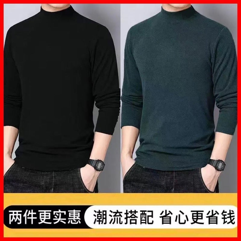 2023 New Style Inner Wear Fashionable Men'S German Top Semi-High Collar Base Shirt Double-Sided Fleece-Lined Long-Sleeved T-Shirt - Image 4