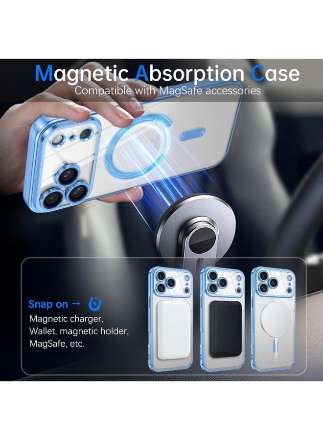 أكاليكس جراب مغناطيسي شفاف لهاتف آيفون 17 برو ماكس، متوافق مع ماج سيف، مزود بواقي عدسة كاميرا مدمج، غطاء هاتف ناعم ونحيف لهاتف آيفون 17 برو ماكس | أزرق داكن - Image 3