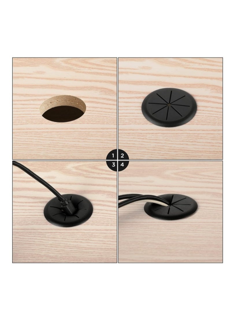 يا كومز 2 بوصة مكتب Grommet الأسود, Yakumuz مكتب ثقب غطاء الكابل, مكتب ثقب Grommet للأسلاب, مرنة كابل Grommet - 5 حزمة - Image 5