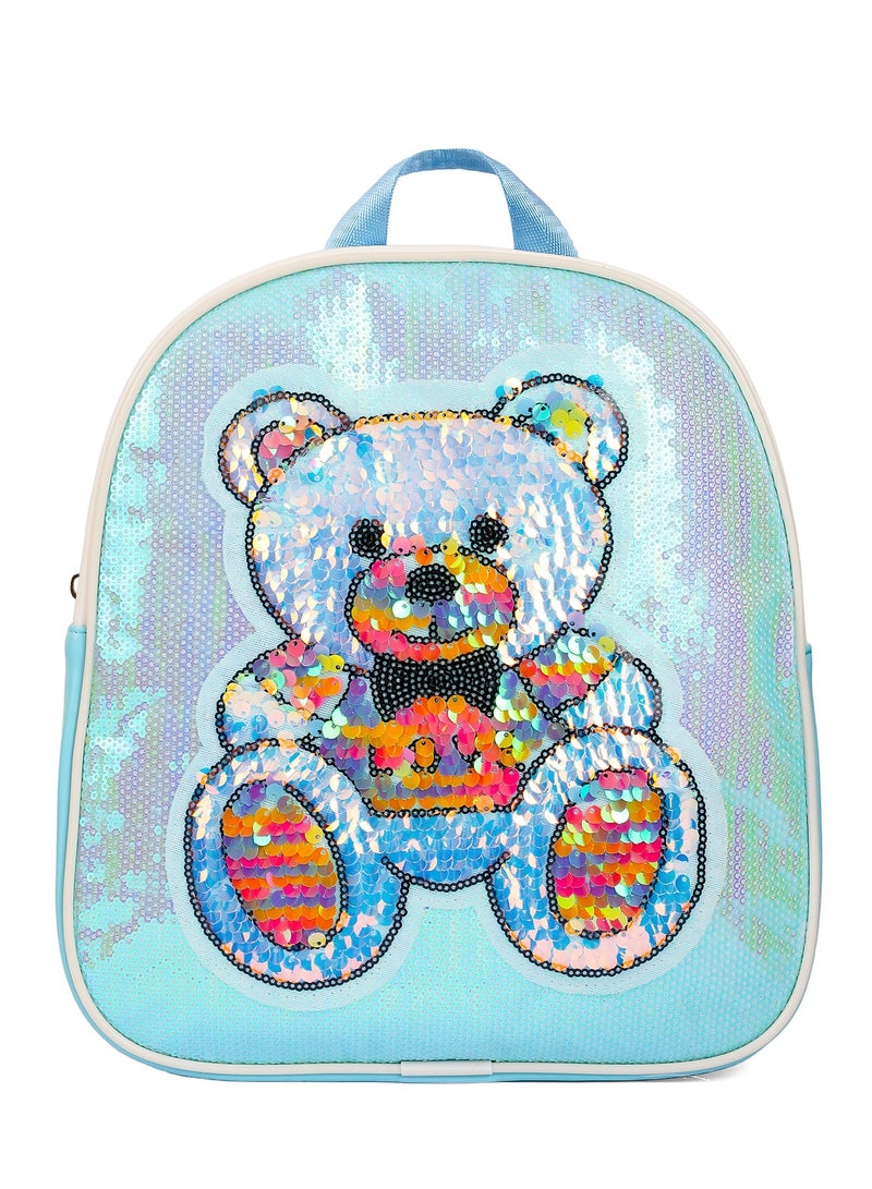 Eazy Kids Sequin School Backpack - Teddy Green  - Image 1