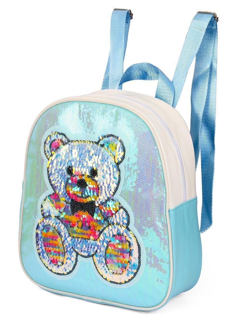 Eazy Kids Sequin School Backpack - Teddy Green  - Image 3