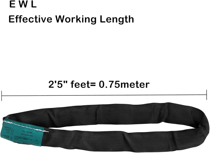 runner deer Black Spanset Round Slings 2-Pack 5300lb for Aerial Hoop Rigging polyeste sling for Yoga Hammock Aerial Silks Wrap Over Tree Limbs or Beams - Image 2