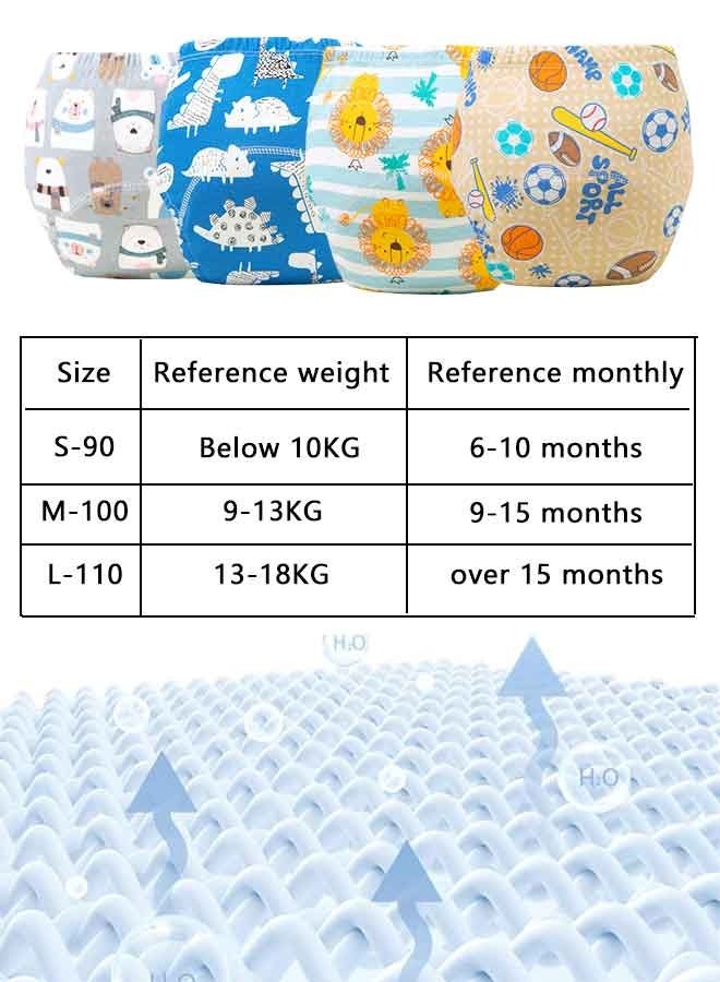 Sharpdo 4 Pieces Baby Cloth Diaper, Potty Training Pants for Boy and Girls, Breathable Potty Training Underwear - Image 2