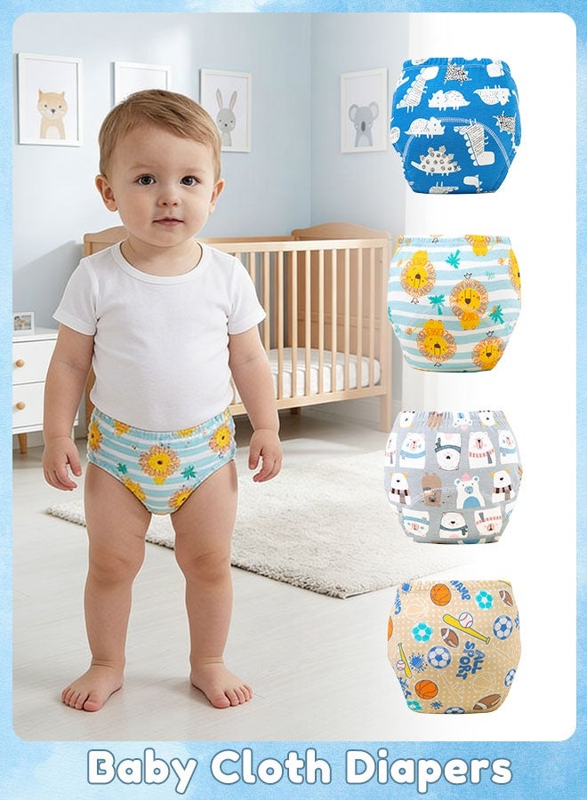 Sharpdo 4 Pieces Baby Cloth Diaper, Potty Training Pants for Boy and Girls, Breathable Potty Training Underwear - Image 1