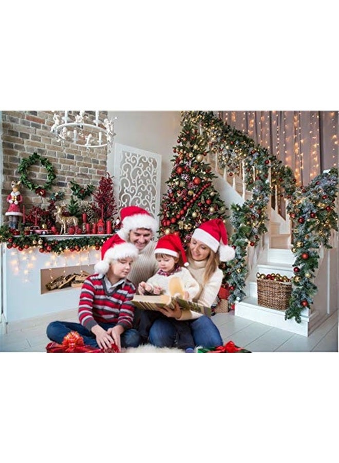 CYLYH 7x5FT Christmas Backdrops Christmas Fireplace Xmas Tree Gift Holiday Party Home Decoration Christmas Photo Backdrops Studio Booth Props D411