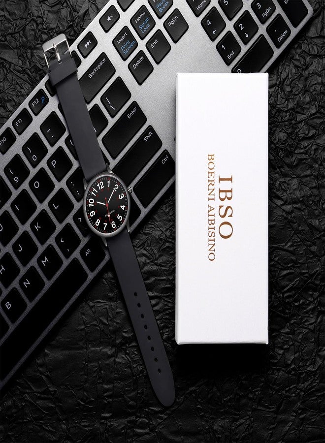 IBSO Nurse Watch for Nurse Medical Professionals Men Women Easy to Read Dial Wristwatches Silicone Band Second Hand Watches, 102 BK BK - Image 5