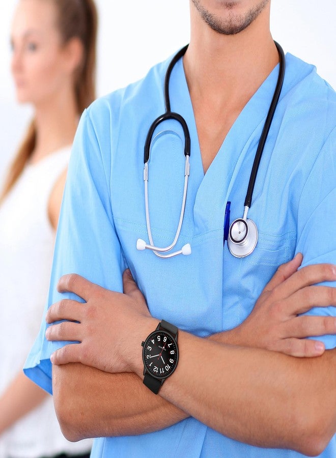 IBSO Nurse Watch for Nurse Medical Professionals Men Women Easy to Read Dial Wristwatches Silicone Band Second Hand Watches, 102 BK BK - Image 2