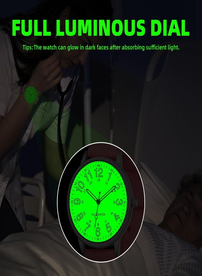 IBSO Nurse Watch for Nurse Medical Professionals Men Women Easy to Read Dial Wristwatches Silicone Band Second Hand Watches, 102 BK BK - Image 4