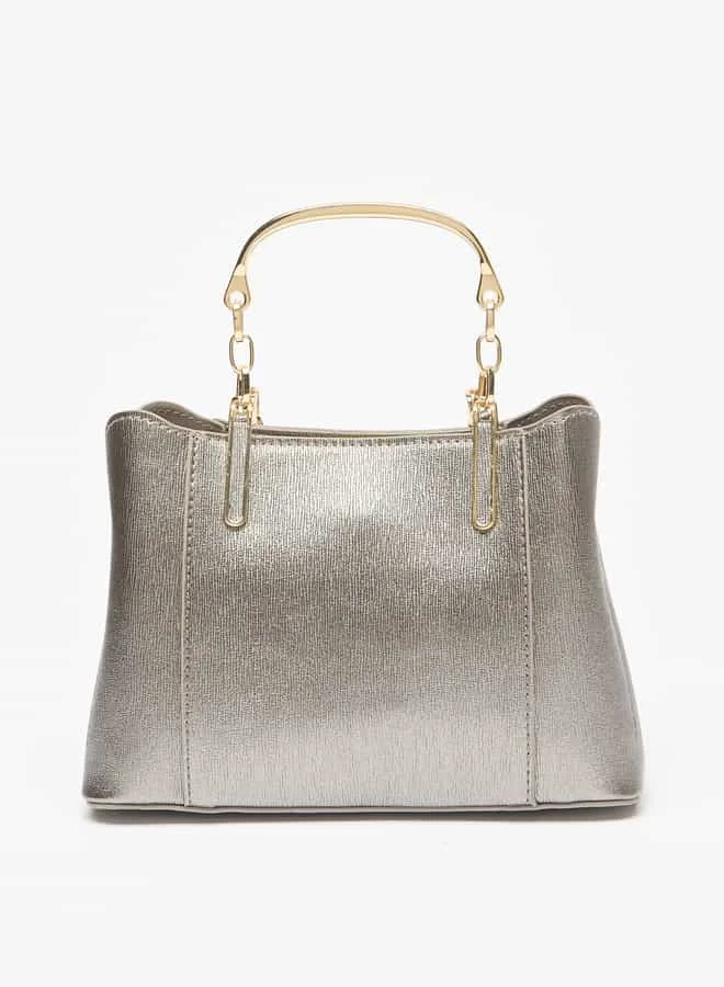 Flora Bella By Shoexpress Women Textured Tote Bag with Double Handle and Zip Closure