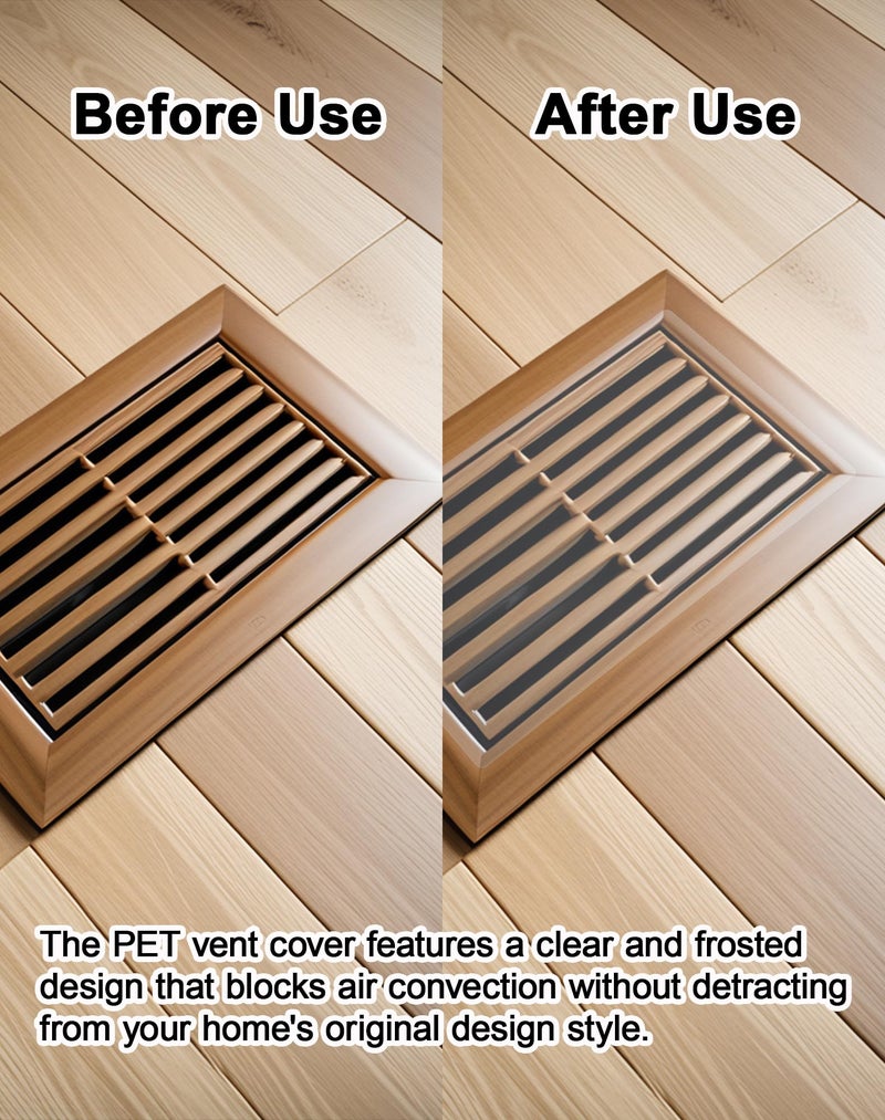 A ANYSSI 4 Pack PET Vent Covers with Nano Adhesive, 5.5" X 12" for Floor, Wall, Ceiling Vents and Air Registers, for RV, Home, Office AC Vents, Non-Magnetic, Fits on Plastic, Wood, Iron, Aluminum Vent Covers - Image 4