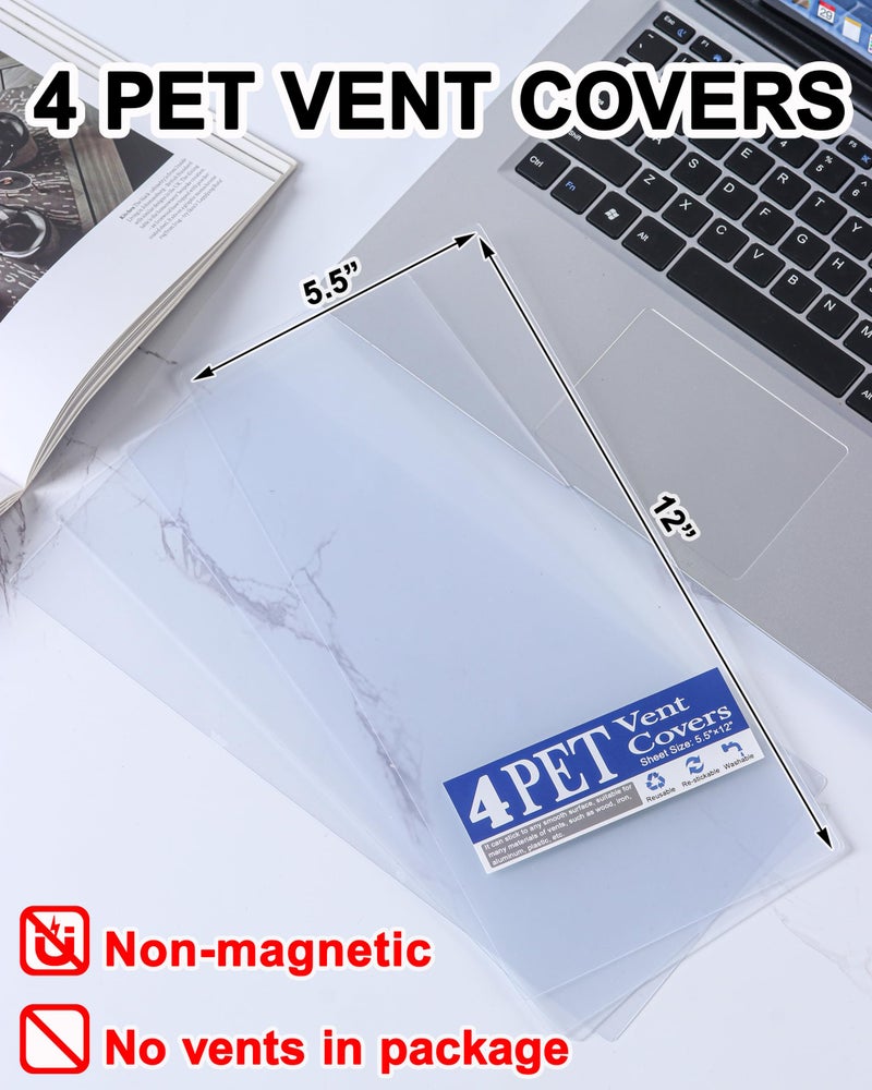 A ANYSSI 4 Pack PET Vent Covers with Nano Adhesive, 5.5" X 12" for Floor, Wall, Ceiling Vents and Air Registers, for RV, Home, Office AC Vents, Non-Magnetic, Fits on Plastic, Wood, Iron, Aluminum Vent Covers - Image 2