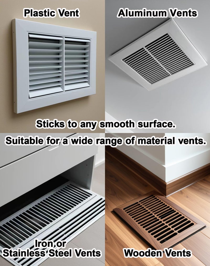 A ANYSSI 4 Pack PET Vent Covers with Nano Adhesive, 5.5" X 12" for Floor, Wall, Ceiling Vents and Air Registers, for RV, Home, Office AC Vents, Non-Magnetic, Fits on Plastic, Wood, Iron, Aluminum Vent Covers - Image 3