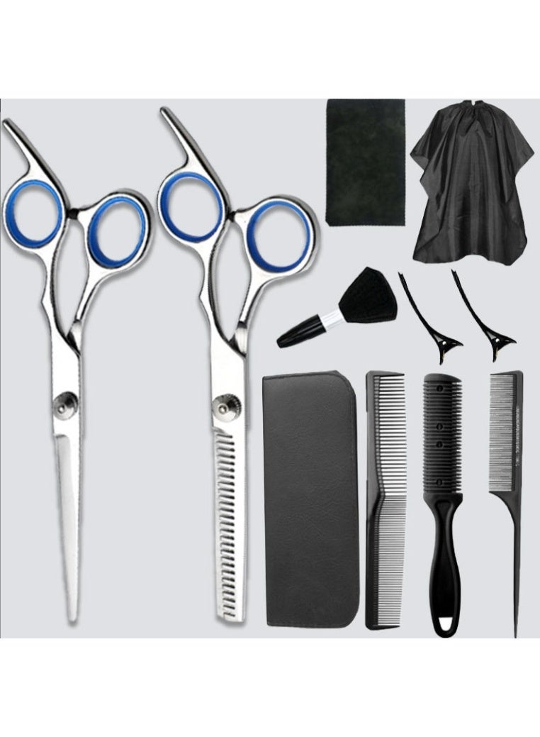 OASIS-TH Hair Cutting Scissors Set Professional Stainless Steel Reinforced Barber Salon Shears for Hairdressing, Thinning, Home Use - Flat Shears, Teeth Shear, Comb Neck Duster & Hair Clip Included - Image 1