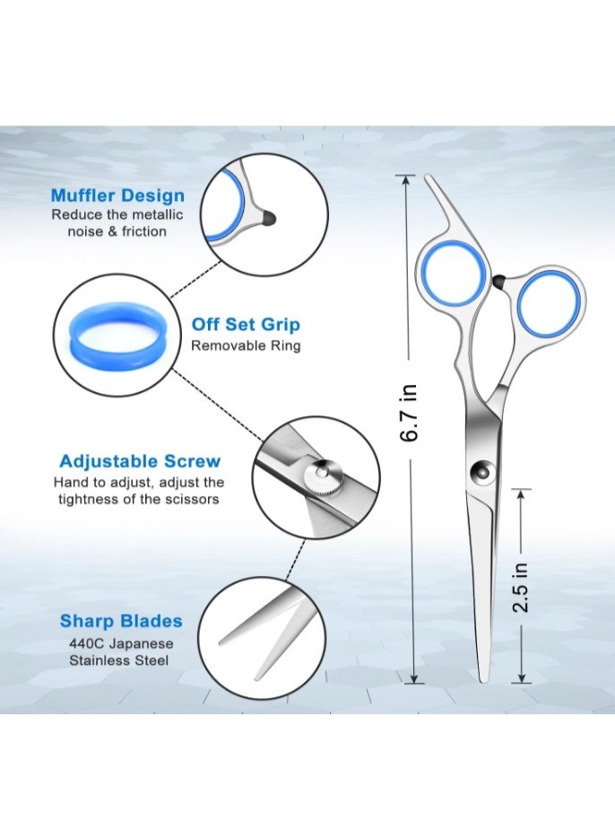 OASIS-TH Hair Cutting Scissors Set Professional Stainless Steel Reinforced Barber Salon Shears for Hairdressing, Thinning, Home Use - Flat Shears, Teeth Shear, Comb Neck Duster & Hair Clip Included - Image 3