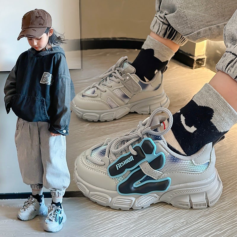 2025 Suit Boys Big Children Autumn Suit Children Spray Dye Gradient Torre Shoes - Image 3