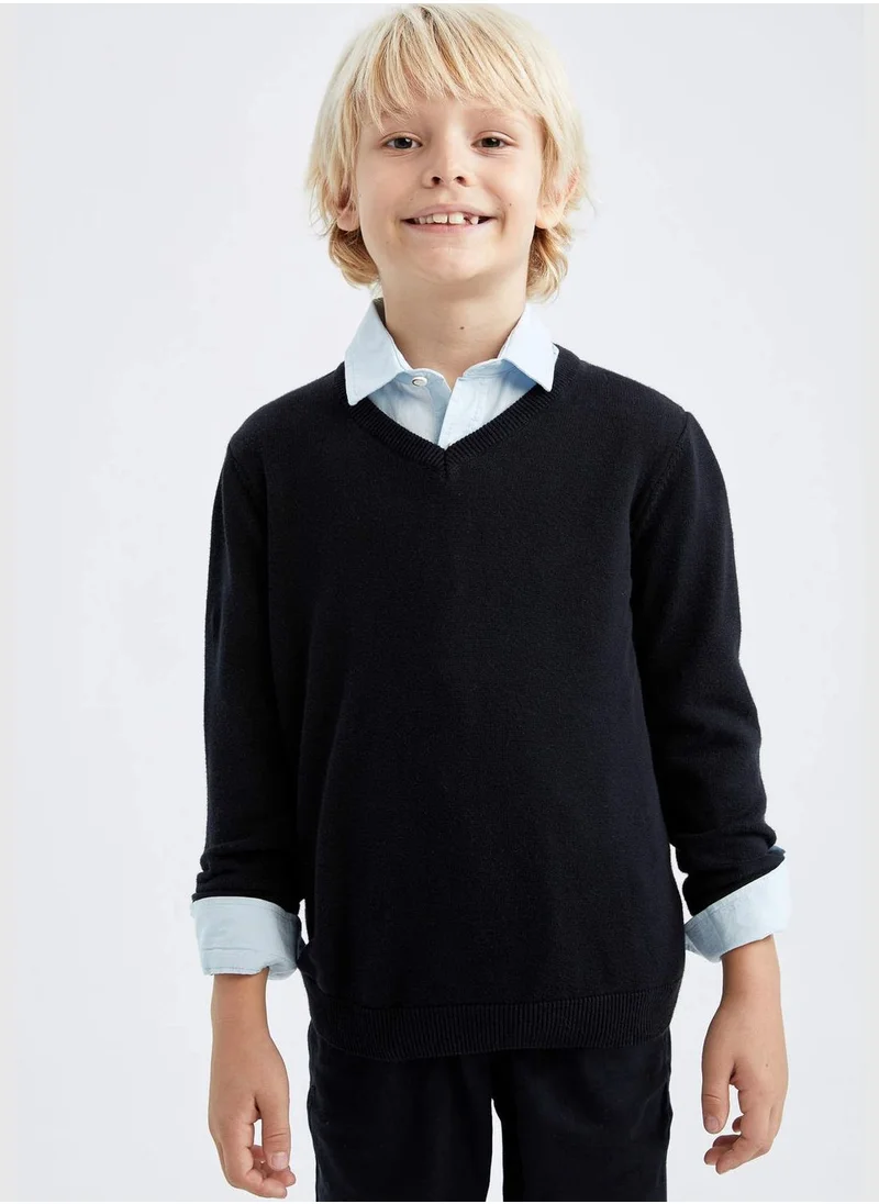 DeFacto Slim Fit V-Neck Knitted Jumper