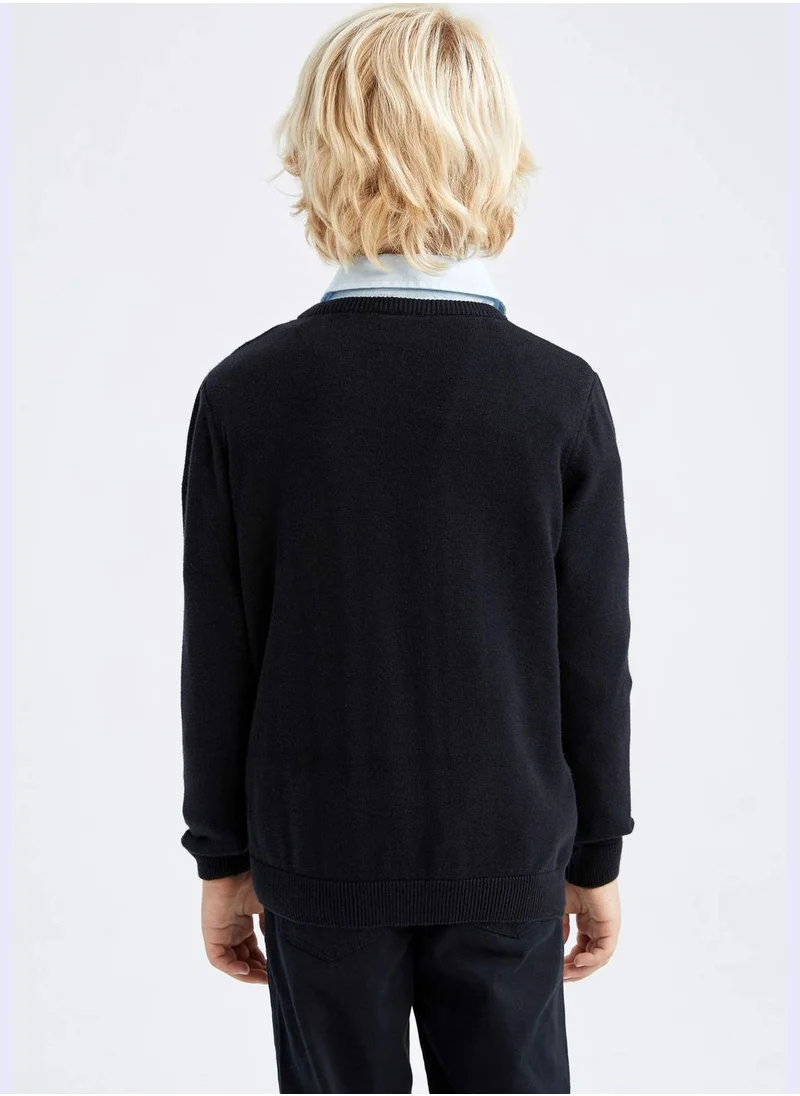 DeFacto Slim Fit V-Neck Knitted Jumper