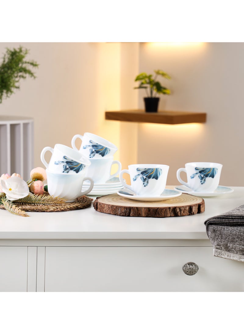 DELCASA Delcasa 12 Piece Opalware Cup and Saucer Set- DC3400  - Image 5
