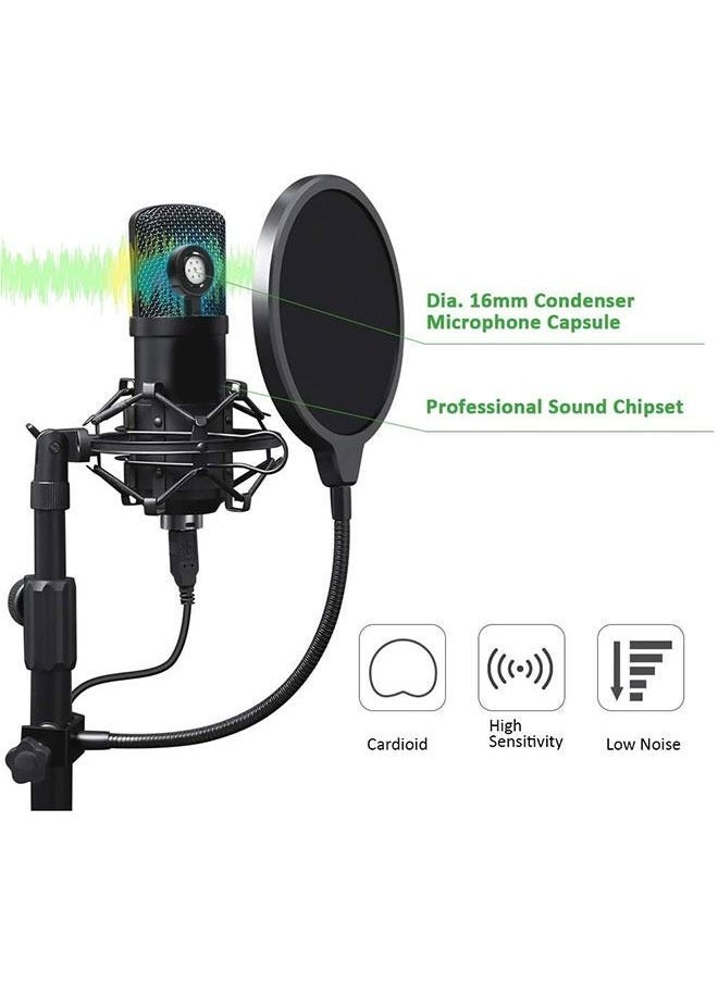 VITION USB Streaming Podcast PC Microphone, Professional 192kHz/24bit Studio Cardioid Condenser Mic Kit with Sound Card Boom Arm Shock Mount Pop Filter,Live Broadcast Equipment for Skype Youtuber Karaoke Gaming Recording - Image 2