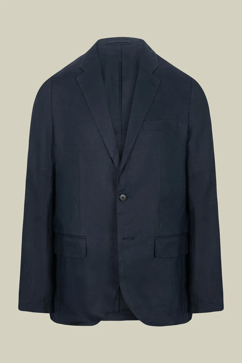 Doppelganger  Men's single-breasted suit in 100% linen, regular fit - DK Blue for Men | Best Price UAE