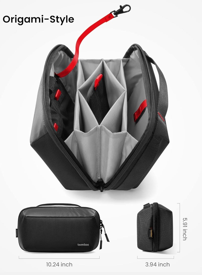 Tomtoc منظم إلكتروني Navigator-T13 سعة 2.4 لتر لحقيبة ملحقات شاحن ماك بوك، الكابلات، بنك الطاقة، القرص الصلب، الأسلاك، حقيبة تخزين مقاومة للماء مع فتحات بطاقات قابلة للإزالة لمحول USB، بطاقة الذاكرة - Image 3