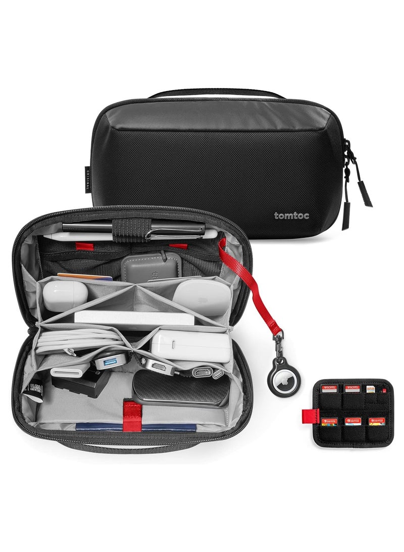 Tomtoc منظم إلكتروني Navigator-T13 سعة 2.4 لتر لحقيبة ملحقات شاحن ماك بوك، الكابلات، بنك الطاقة، القرص الصلب، الأسلاك، حقيبة تخزين مقاومة للماء مع فتحات بطاقات قابلة للإزالة لمحول USB، بطاقة الذاكرة - Image 1
