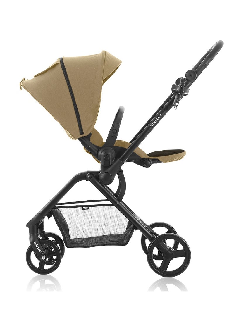 Teknum STROLL-1 Travel System w / Reversible Stroller and Baby Car Seat - Khaki - Image 2