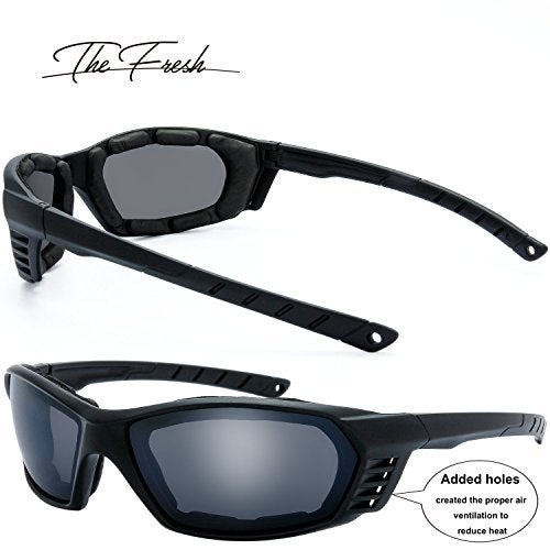 The Fresh Motorcycle Riding Glasses Padded Frame Lens Block 100% UVB for Outdoor Activity Sport (20-Black, Clear*2, & Grey) - Image 4