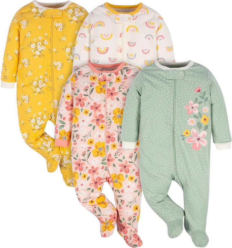Gerber Baby Girls 4 Pack Sleep 'N Play Footie - Image 1